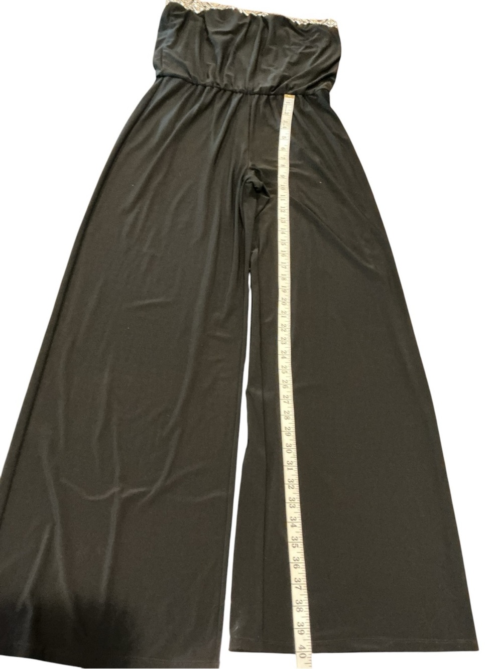 White House Black Market Black Jumpsuit Size 10 Wide Leg Dressy Stretch - Picture 8 of 9